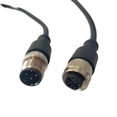Kabel 100cm van Phoenix M12 van de metaalschroef Lengtemannetje aan Vrouwelijke Zwarte met pvc-Dekking