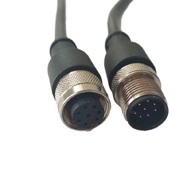 Kabel 100cm van Phoenix M12 van de metaalschroef Lengtemannetje aan Vrouwelijke Zwarte met pvc-Dekking