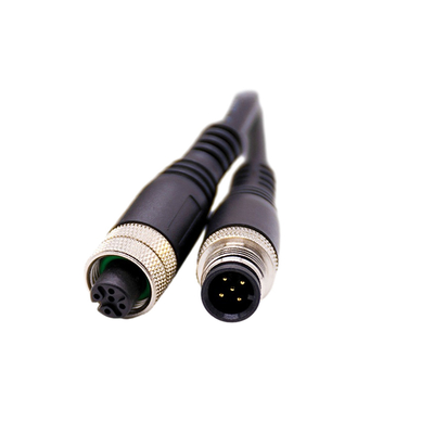 Kabel 100cm van Phoenix M12 van de metaalschroef Lengtemannetje aan Vrouwelijke Zwarte met pvc-Dekking