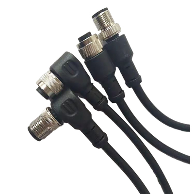 Kabel 100cm van Phoenix M12 van de metaalschroef Lengtemannetje aan Vrouwelijke Zwarte met pvc-Dekking