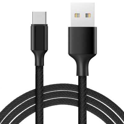 Zwarte Kleur 3A die USB Gegevenskabel Nylon Gevlecht RoHS-Verklaard Ce laden
