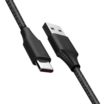 Zwarte Kleur 3A die USB Gegevenskabel Nylon Gevlecht RoHS-Verklaard Ce laden