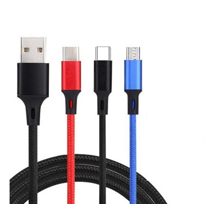 3 in 1 2.4A USB die het Type C laden van Gegevenskabel Multioem van de Havenfunctie ODM