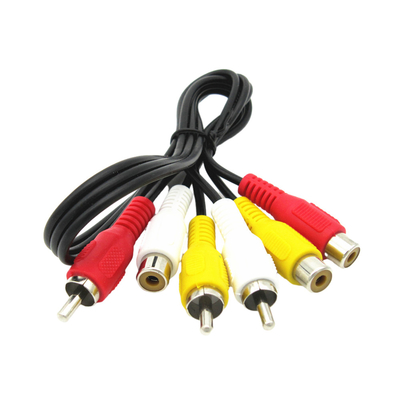 Mannetje aan Vrouwelijke Video-audio Kabels, 3 Rca AV Kabel voor Correcte Sprekersprojector