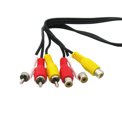 Mannetje aan Vrouwelijke Video-audio Kabels, 3 Rca AV Kabel voor Correcte Sprekersprojector