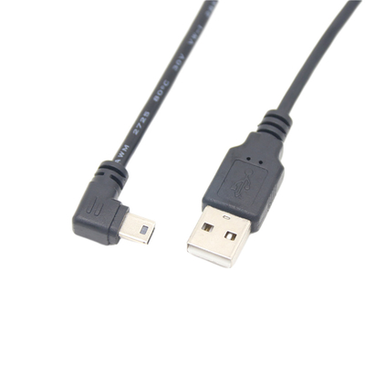USB 2,0 Mannelijk USB die Gegevenskabel Mini With Right Angle Connector laden
