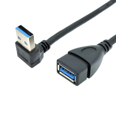 90 Graad Rechte hoek USB die Gegevenskabel met USB 3,0 Mannetje aan Vrouwelijke Adapter belasten