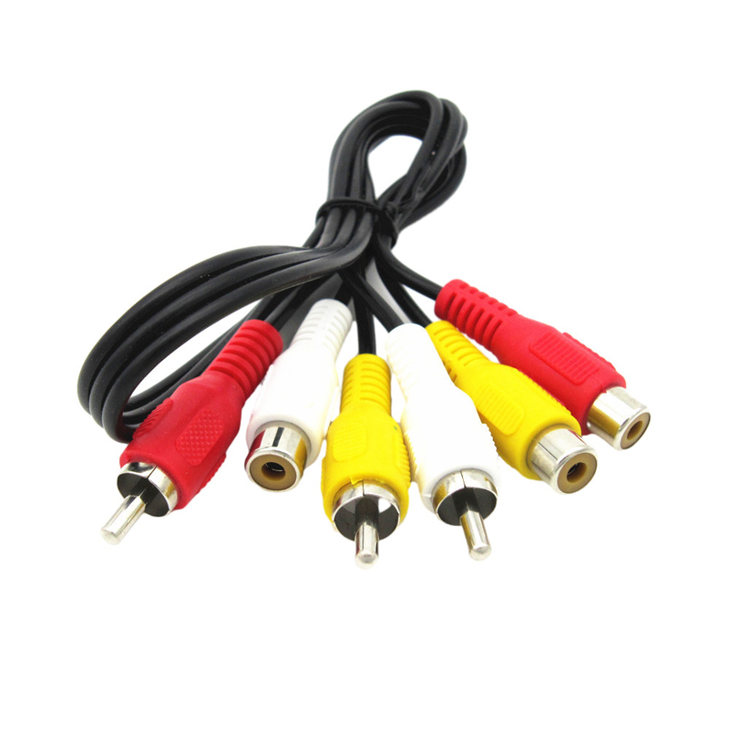 Mannetje aan Vrouwelijke Video-audio Kabels, 3 Rca AV Kabel voor Correcte Sprekersprojector